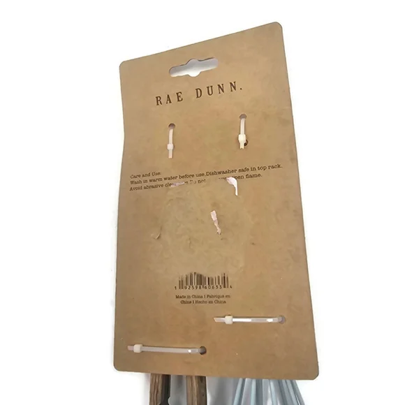 Rae Dunn Wooden Mini Whisk and Tongs with Light Blue Accents - Picture 6 of 6